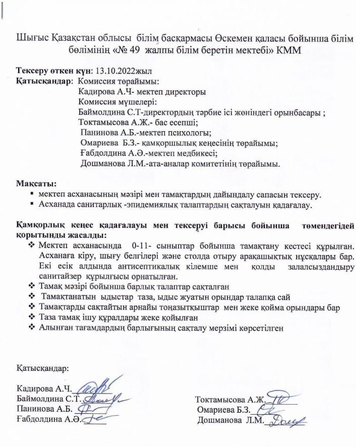 Бракераждық  комиссия  қорытындысы